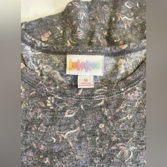 LULA ROE gray floral patterned short sleeve t shirt maxi dress - Picture 2 of 5